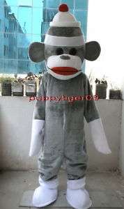 New Sock Monkey Mascot Costume Adult Fancy Dress  