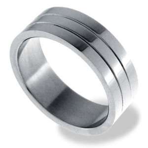 Luca Barra Mens Ring in White Steel, form Band, line Rings, weight 10 