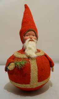   Santa Claus Roly Poly Toy, Paper Mache Face, Felt Suit, German  