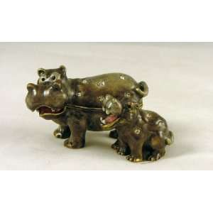  Happy Hippo Hippopotamus & Baby Jeweled Trinket Box