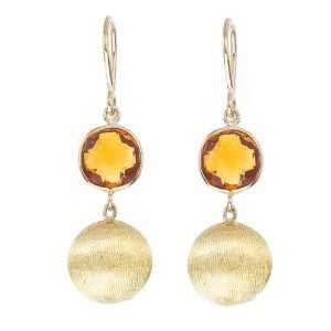   14k Yellow gold with Yellow topaz dangling drop earrings Jewelry