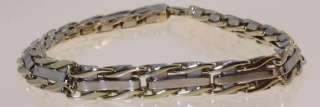 14k yellow white gold 8mm mens link bracelet gents vintage estate 9 1 