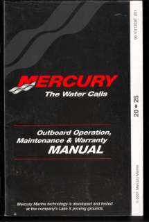 2001 MERCURY OUTBOARD 20 & 25 OPERATOR`S / OPERATION & MAINTENANCE 