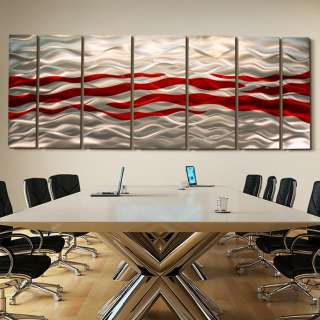 Statements2000 Abstract Corporate Metal Wall Art Decor Silver/Red 