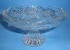 Vintage Clear Glass Pedestal Candy Dish w Scalloped Top  