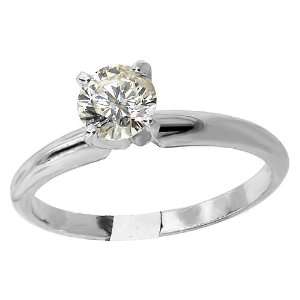 com 1/2 ct Brilliant cut diamond solitaire ring. All 14Kt white gold 