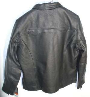   Womens 3/4 Length Hourglass Black Leather Motorcycle Biker Jacket