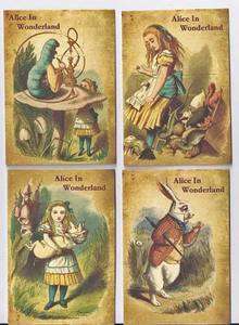   Alice in Wonderland small note cards tags ATC altered art s/8  