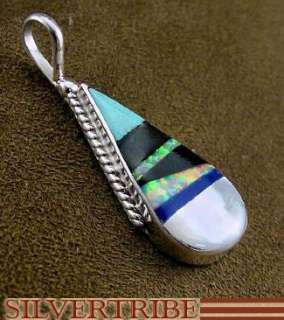 Native American Zuni Indian Multicolor Silver Pendant  