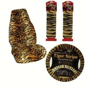  Tiger Print Plush Auto Accessory Package Accessories Seat 