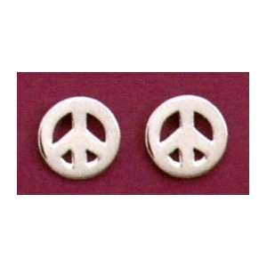   Sterling Silver Peace Sign/Symbol Post Earrings, 3/8 inch Jewelry