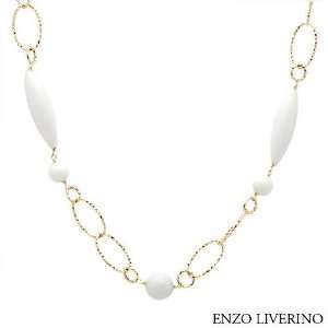 ENZO LIVERINO 18K Yellow Gold 198 CTW Agate Ladies Necklace. Length 38 