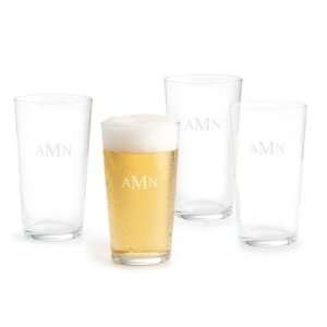   Set Of Four Classic Beer Pints With Monogram Gift