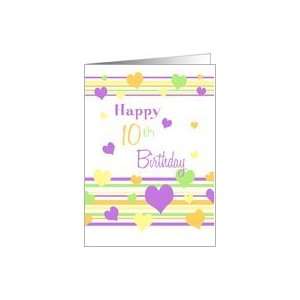  Happy 10th Birthday   Colorful Hearts Card Toys & Games