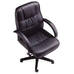   Mid Back Swivel Tilt Managerial Chair, Black Leather