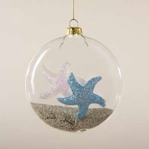   Sea Glass Disc with Starfish Christmas Ornaments 4.25