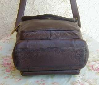   Brown Leather FOSSIL Cargo Organizer Cross Body Bag~Purse  