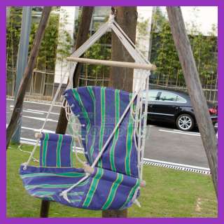 Hammock Canvas Swing Camping Chair Wooden Stick Purple+Green Big 