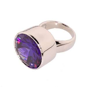   Stone Statement Ring in Deep Purple Cubic Zirconia Size 10 Jewelry