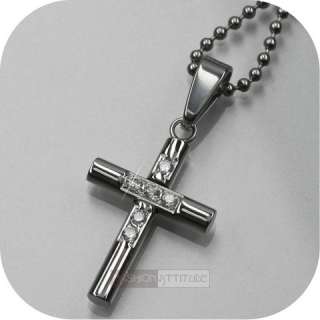 cross pendant men stainless steel chain necklace small  