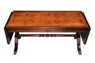 English Antique Style Flame Mahogany Drop Leaf Coffee Table  