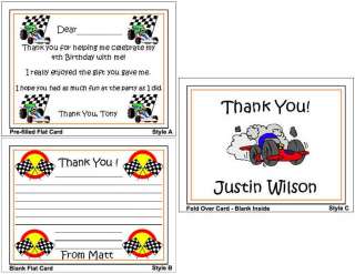 Kid Race Car Birthday Party Custom Thank You Cards Note  