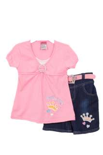 NWT Toddler Girls 3 pc denim shorts w glitter belt  