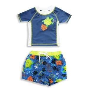   Swim Wear   Newborn Boys 2 Piece Swimsuit, Blue, Lime (Size 6 9Months