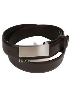 PING Golf Mens Leather Belt w/ Plate Buckle  