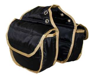 Saddle Bag With Grommet Insulated Plastic Liner Padded Quilted Black 