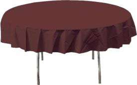Brown Plastic Round Tablecloth 82  