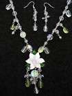 WHITE POINSETTIA Jewelry NECKLACE AND EARRINGS SET