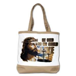   Purse (2 Sided) Tan Jesus He Died So We Could Live 
