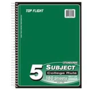 TOP FLIGHT Notebook 5 Subject Cr 180 Ct, Wb2185/Dpf Pack Of 12) at 