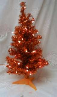 Vintage 24 Metallic Orange Halloween Lighted Christmas Tree  