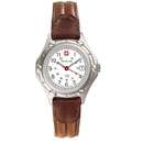 wenger ladies standard issue watch white face brown leather band