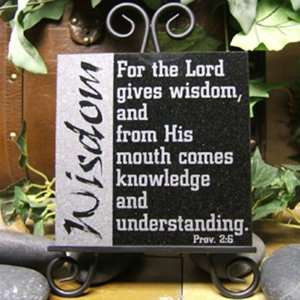 Wisdom 6x6 Lasered Black Granite Stone Plaque   Proverbs 26  