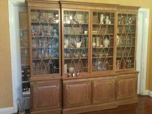 Designer Vintage Hollywood Regency Limed Wood Display Cabinet  