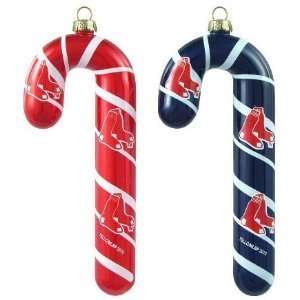    Boston Red Sox Glass Candy Cane Christmas Ornaments