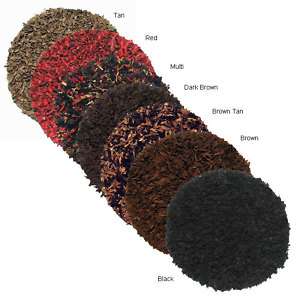 Area Rug LEATHER SUEDE SHAGGY 5 ROUND 7 COLOR CHOICES  