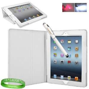  White Padded iPad Skin Cover Case Stand with Screen Flap 