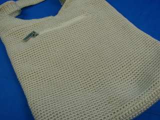 THE SAK Knit White Purse Bag Medium Sized Handbag+Strap  