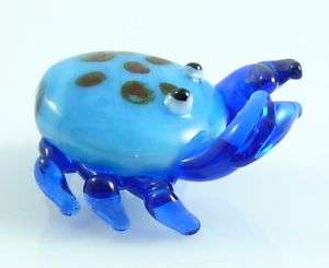 Crab Miniature Figurine blue body w/ d.blue legs Large approx 1 inch 