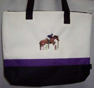 Hunter Jumper Horse Purple Tote Bag english lady NEW  