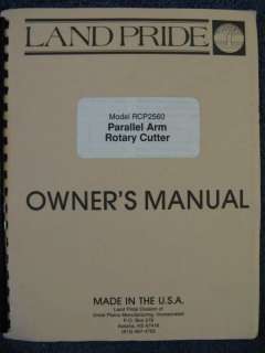 Land Pride RCP2560 Parallel Arm Rotary Cutter Operator & Parts Manual 