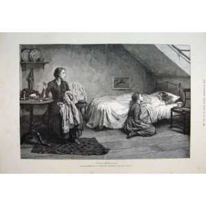  1888 Widow Woman Children Bedroom Victorian Fine Art