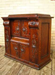   Antique SINGER Sewing Machine in QUARTER OAK Cabinet w1503  