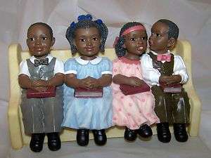New African American Sunday School Church Pew Figurine  