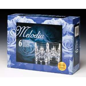  Melodia Set of 6 Old Fashioned 8oz Crystal Tumblers 