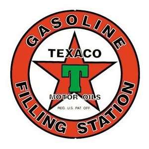  Tin Sign   Round Texaco Filling Station